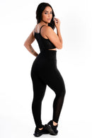 Conjunto Cropped e Calça Legging Detalhe Tela Preto REF: LX279