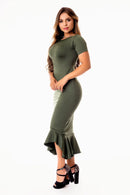 Vestido Maxi Midi com Babado e Manguinha REF: STY8