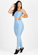 Conjunto Metamorfose Cropped Alcinha Detalhe Nas Costas+ Calça Legging Azul