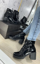 Bota Preta Verniz Salto 5cm
