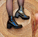 Bota Preta Verniz Salto 5cm
