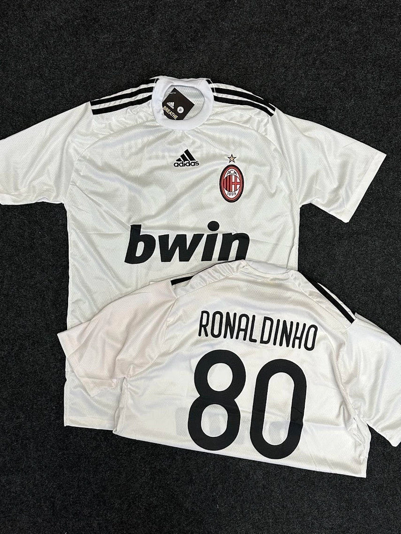 Camisa Mlan Ronaldinho Branca/preta 07/08
